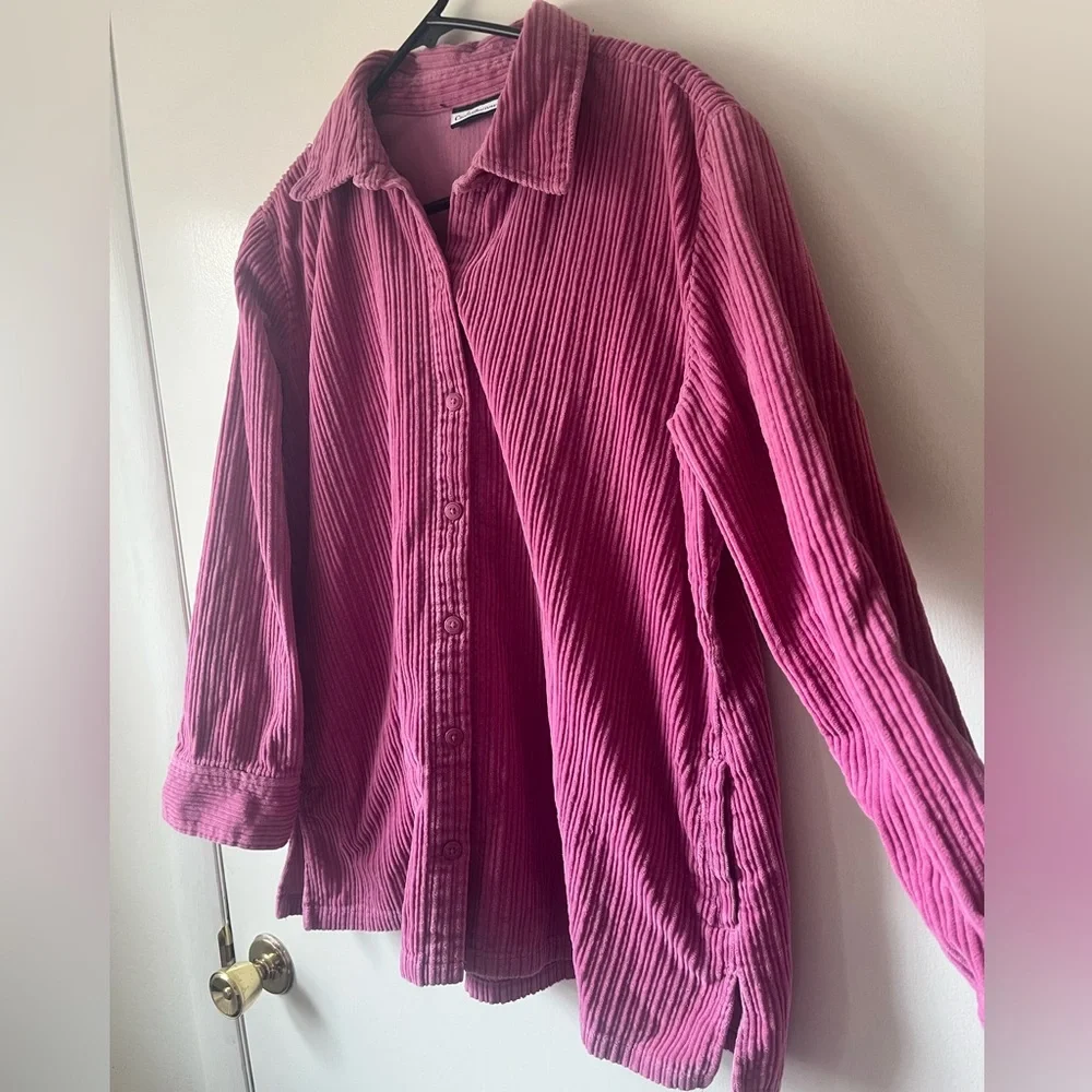 Vintage Croft and Barrow Women’s Oversized Corduroy Shacket Shirt Jacket Pink XL - Picture 2 of 6